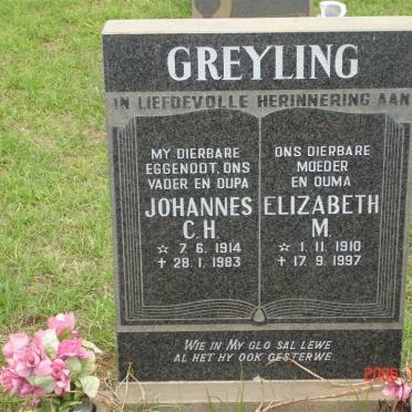 GREYLING Johannes C.H. 1914-1983 &amp; Elizabeth M. 1910-1997