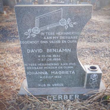 GERBER David Benjamin 1932-1998 &amp; Johannna Magrieta 1935-