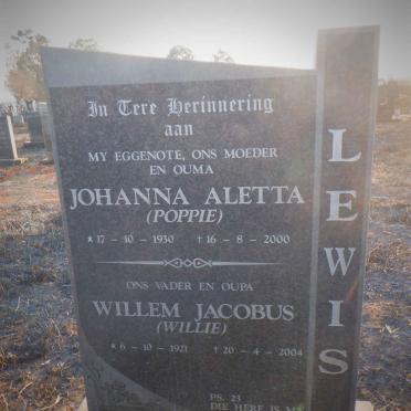 LEWIS Willem Jacobus 1921-2004 &amp; Johanna Aletta 1930-2000