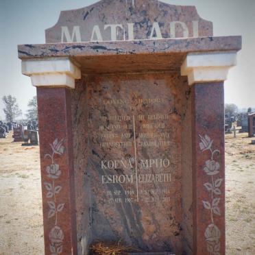 MATLADI Koena Esrom 1949-1997 &amp; Mpho Elizabeth 1954-2013