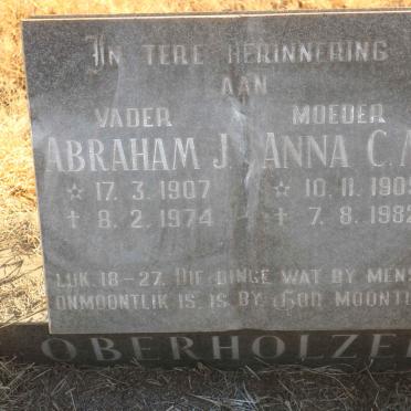 OBERHOLZER Abraham J. 1907-1974 &amp; Anna C.M. 1905-1982