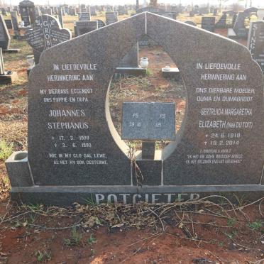POTGIETER Johannes Stephanus 1909-1990 &amp; Gertruida Margaretha Elizabeth DU TOIT 1919-2014