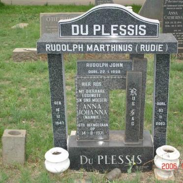 PLESSIS Rudolf Marthinus, du 1947-2003 :: DU PLESSIS Anna Johanna -1971 :: DU PLESSIS Rudolf John -1998