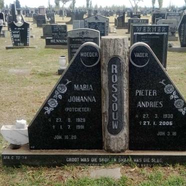 ROSSOUW Pieter Andries 1930-2005 &amp;  Maria Johanna POTGIETER 1929-1991
