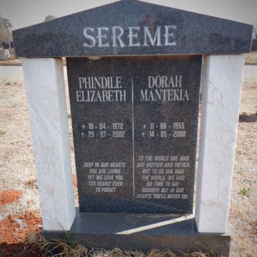 SEREME Dorah Mantekia 1955-2008 :: SEREME Phindile Elizabeth 1972-2002