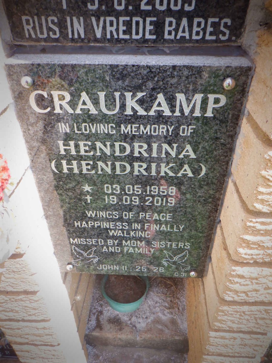 CRAUKAMP Hendrina 1958-2019 