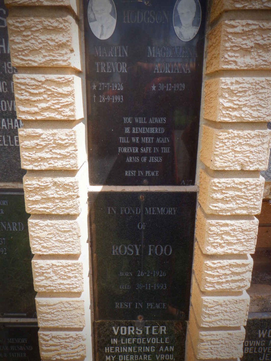 HODGSON Martin Trevor 1926-1993 &amp; Magdalena Adriana 1929- 