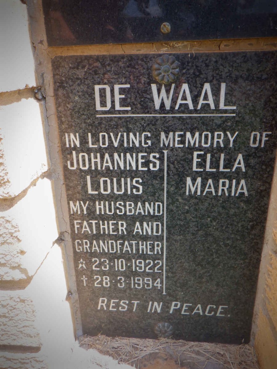 WAAL Johannes Louis, de 1922-1994 &amp; Ella Maria