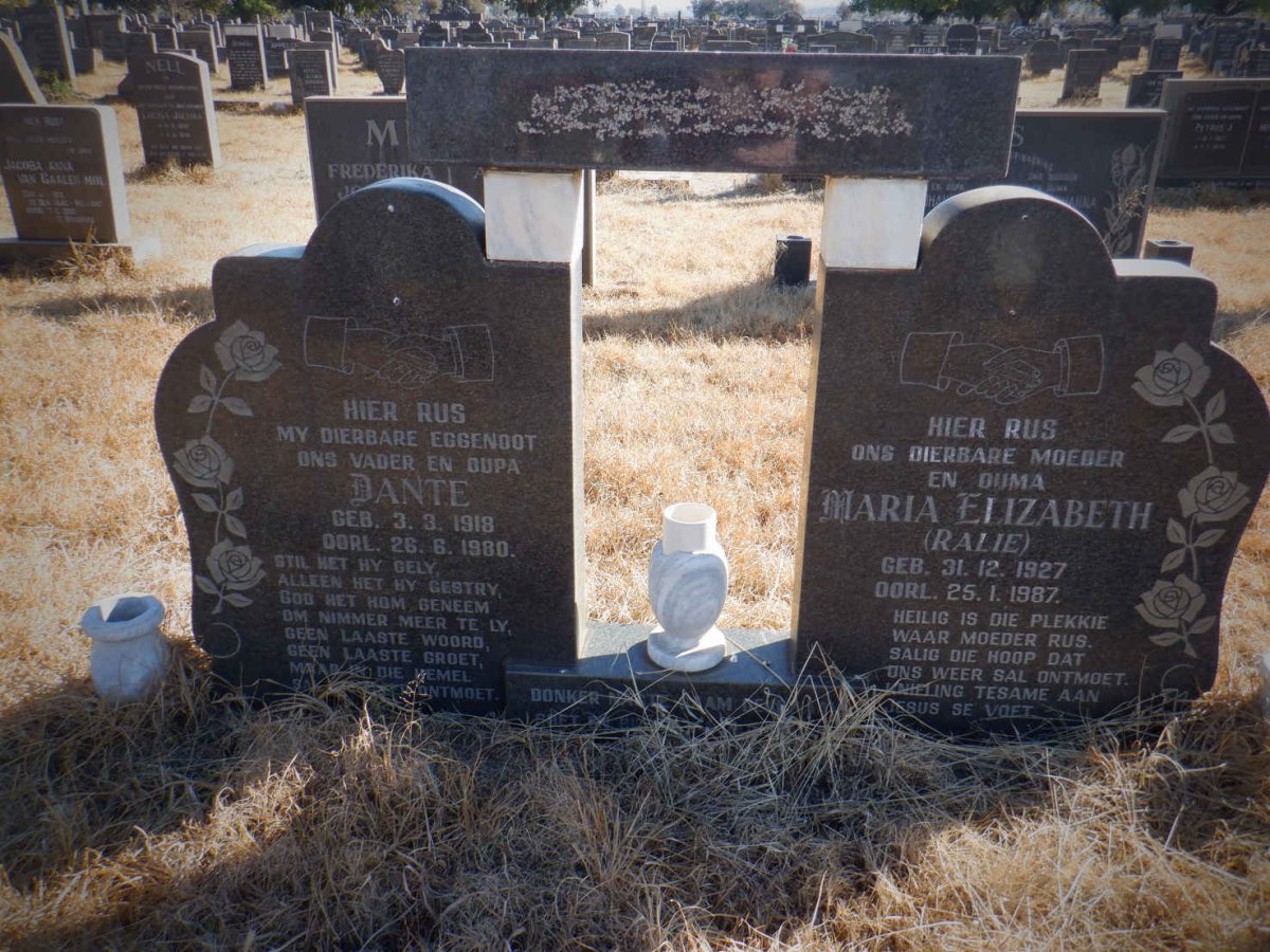 ? Dante 1918-1980 &amp; Maria Elizabeth 1927-1987