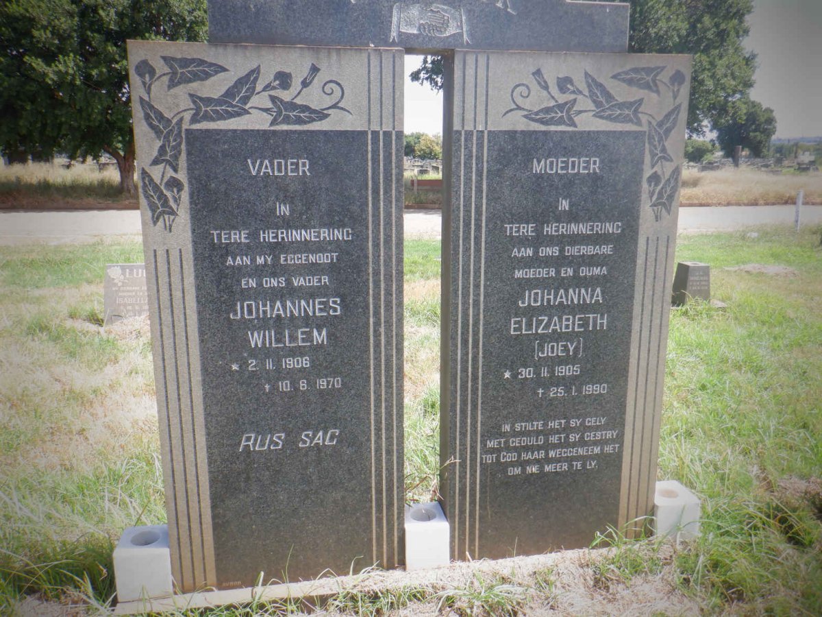 ? Johannes Willem 1906-1970 &amp; Johanna Elizabeth 1905-1990