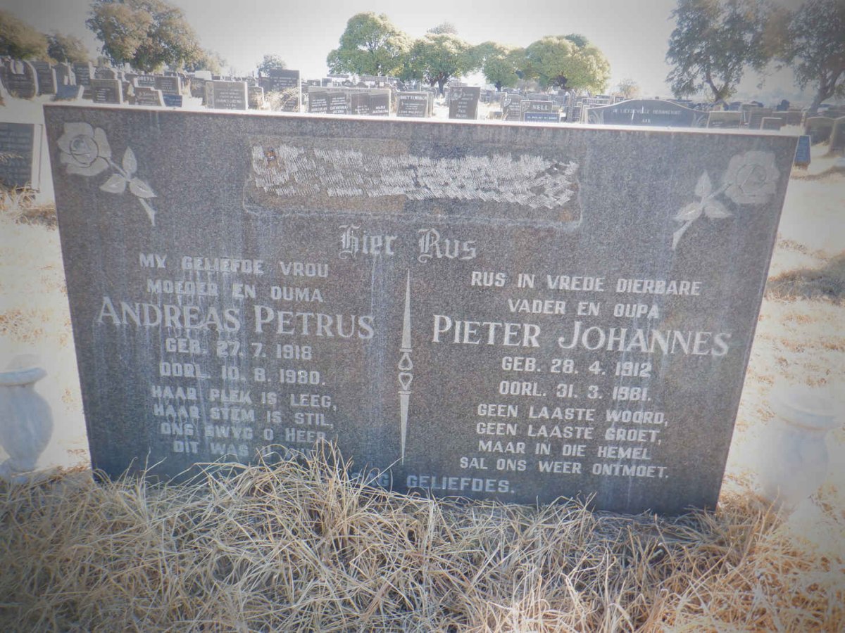 ? Pieter Johannes 1912-1981 &amp; Andreas Petrus 1918-1980