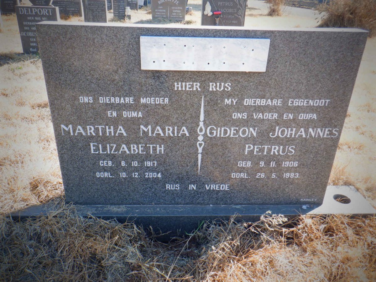 ? Gideon Johannes Petrus 1906-1983 &amp; Martha Maria Elizabeth 1917-2004