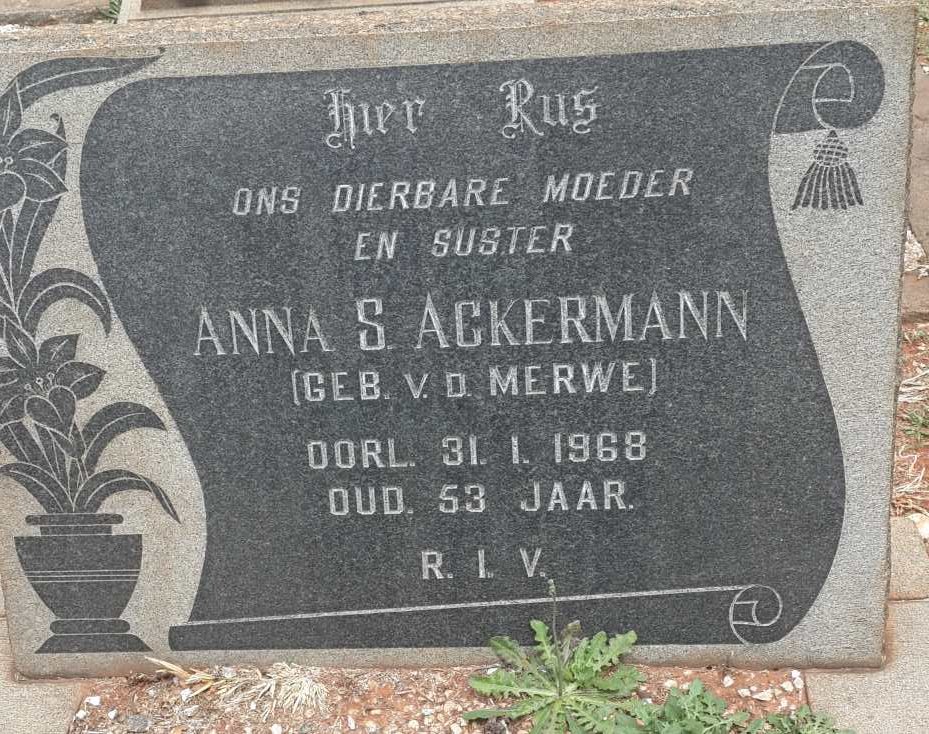 ACKERMANN Anna S. nee V.D. MERWE -1968