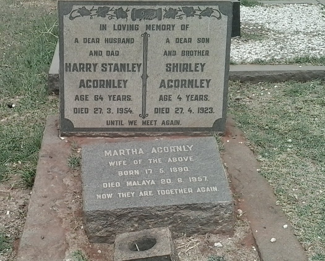 ACORNLEY Harry Stanley -1954 &amp; Martha 1890-1957 :: ACORNLEY Shirley -1923