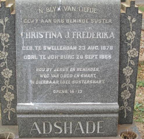ADSHADE Christina J. Frederika 1878-1955