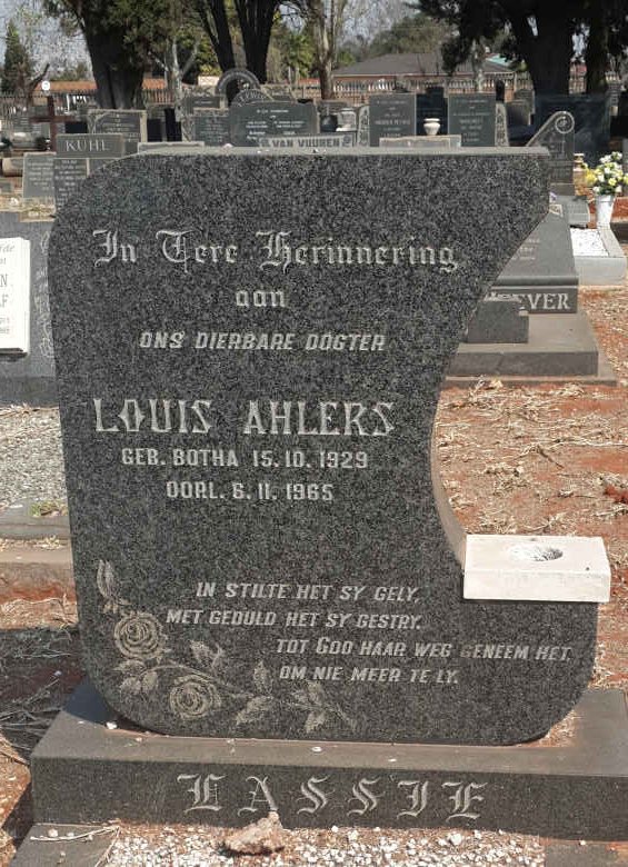 AHLERS Louis nee BOTHA 1929-1965