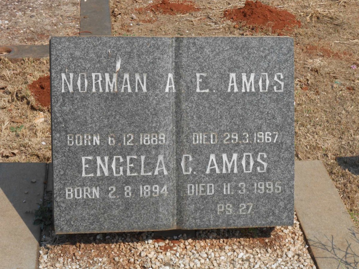 AMOS Norman A.E. 1889-1967 &amp; Engela C. 1894-1995