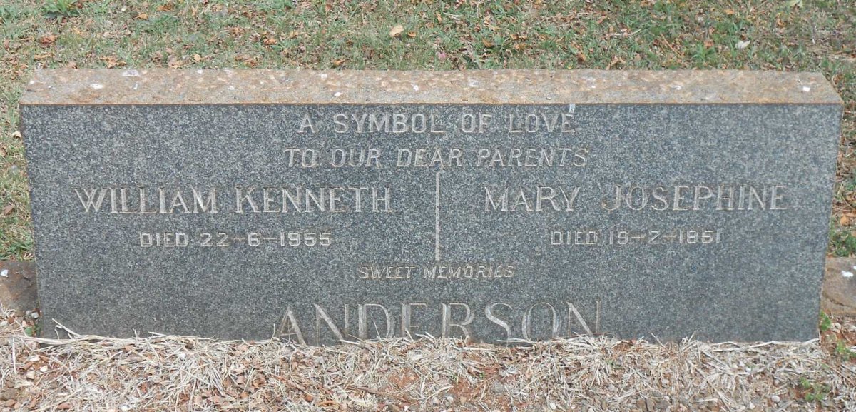 ANDERSON William Kenneth -1955 &amp; Mary Josephine -1951