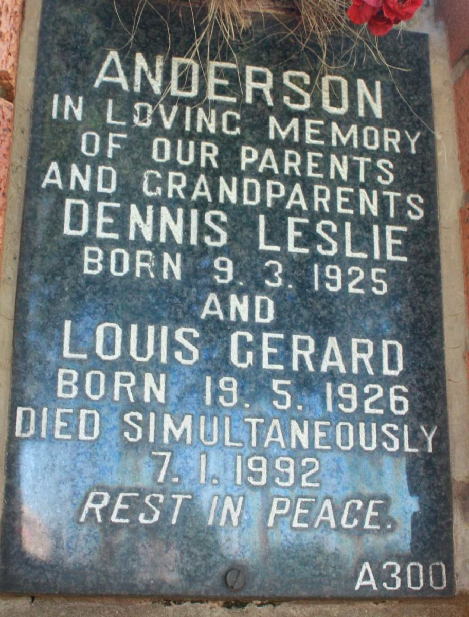 ANDERSON Dennis Leslie 1925-1992 &amp; Louis Gerard 1926-1992