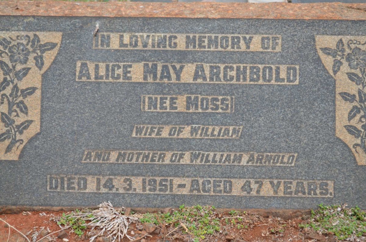 ARCHBOLD Alice May nee MOSS -1951