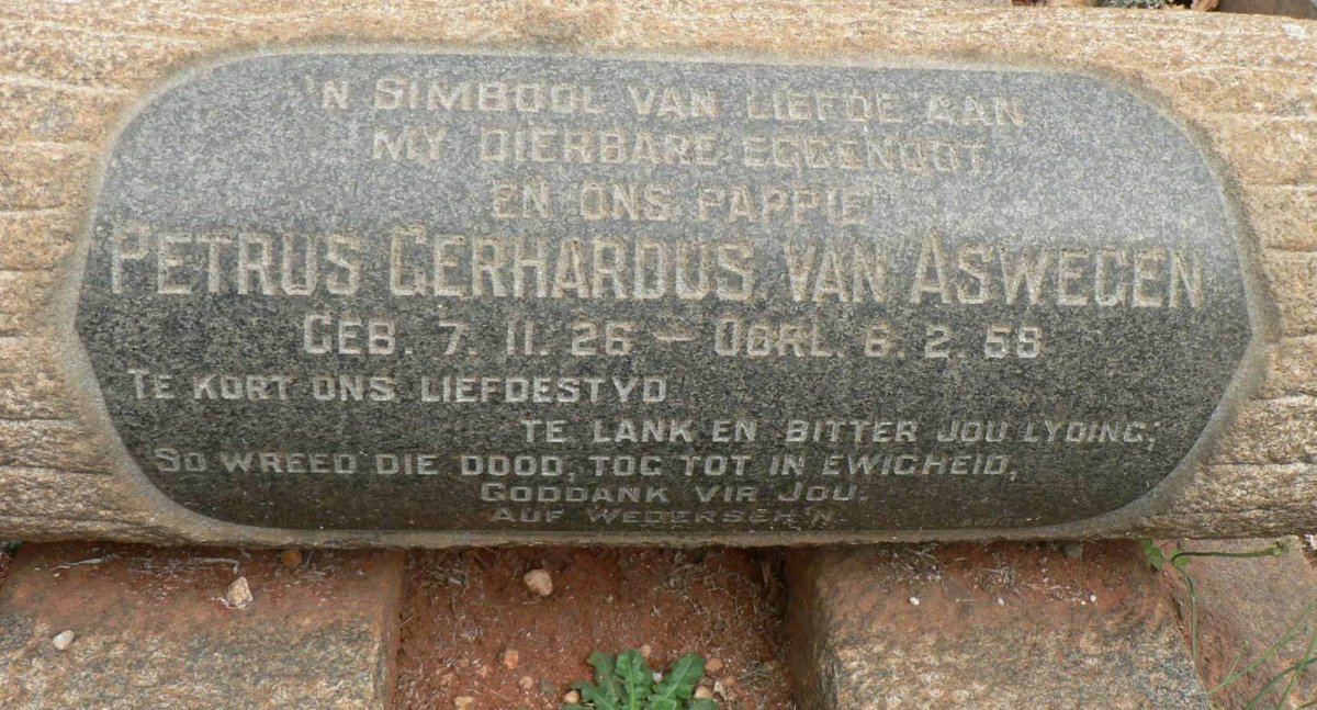 ASWEGEN Petrus Gerhardus, van 1926-1958