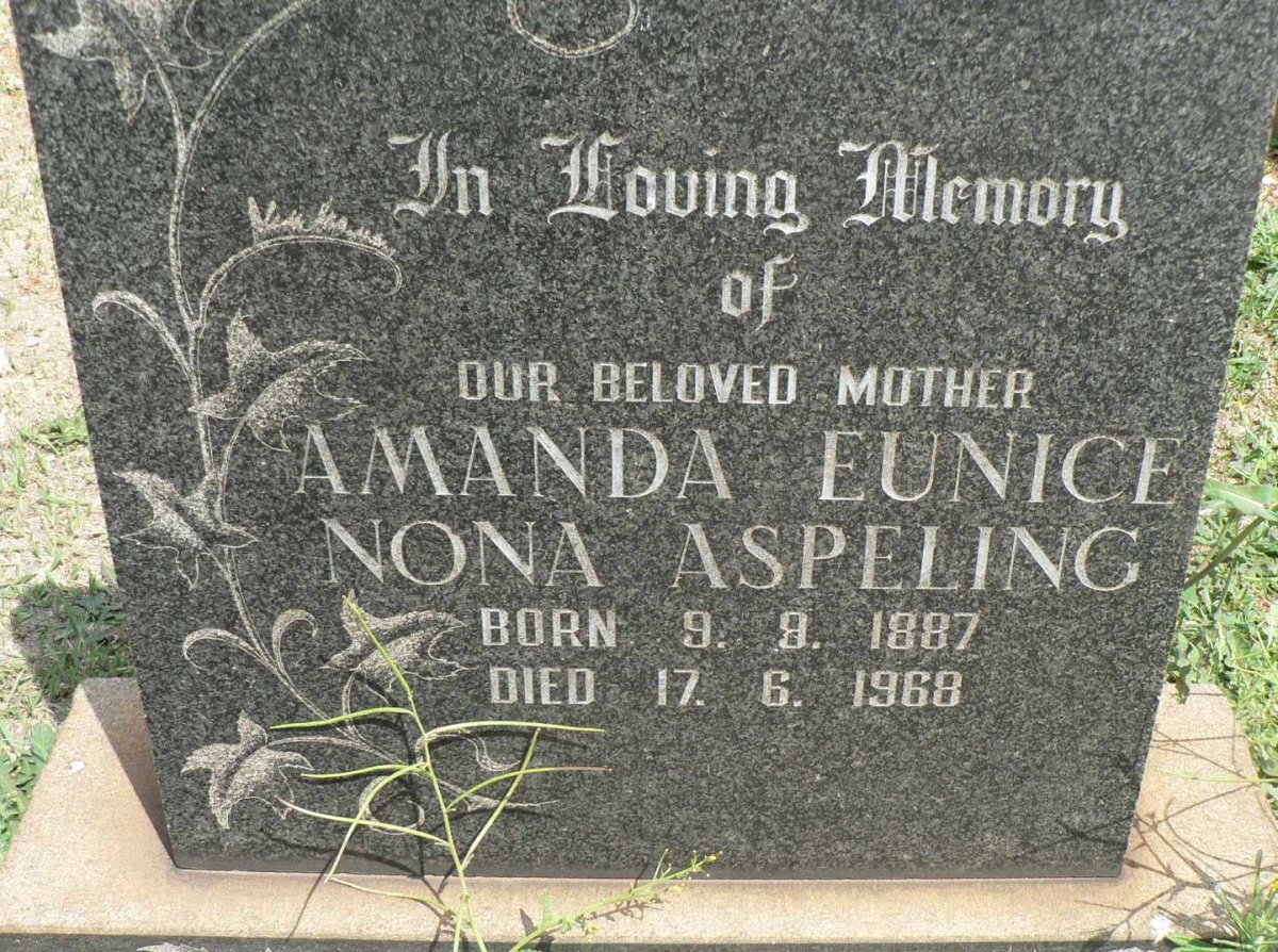 ASPELING Amanda Eunice Nona 1887-1968