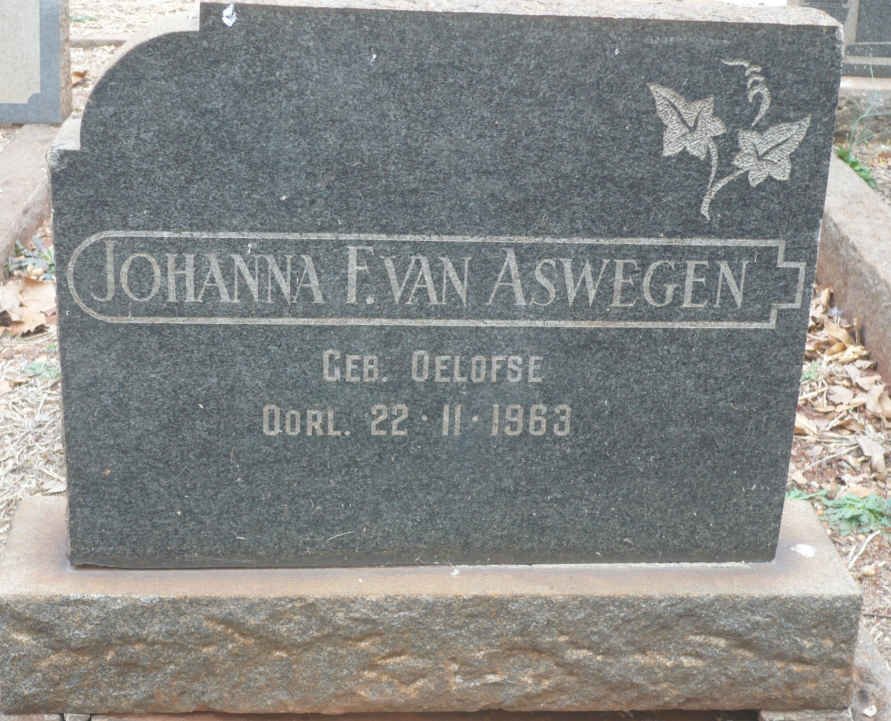 ASWEGEN Johanna F., van nee OELOFSE -1963