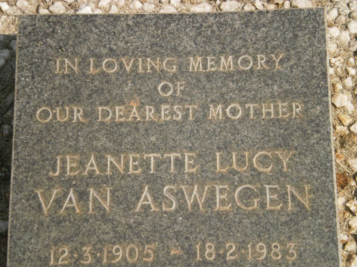 ASWEGEN Jeanette Lucy, van 1905-1983