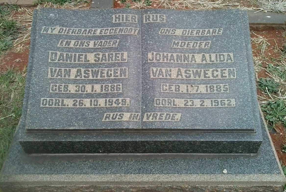 ASWEGEN Daniel Sarel, van 1886-1949 &amp; Johanna Alida 1885-1962