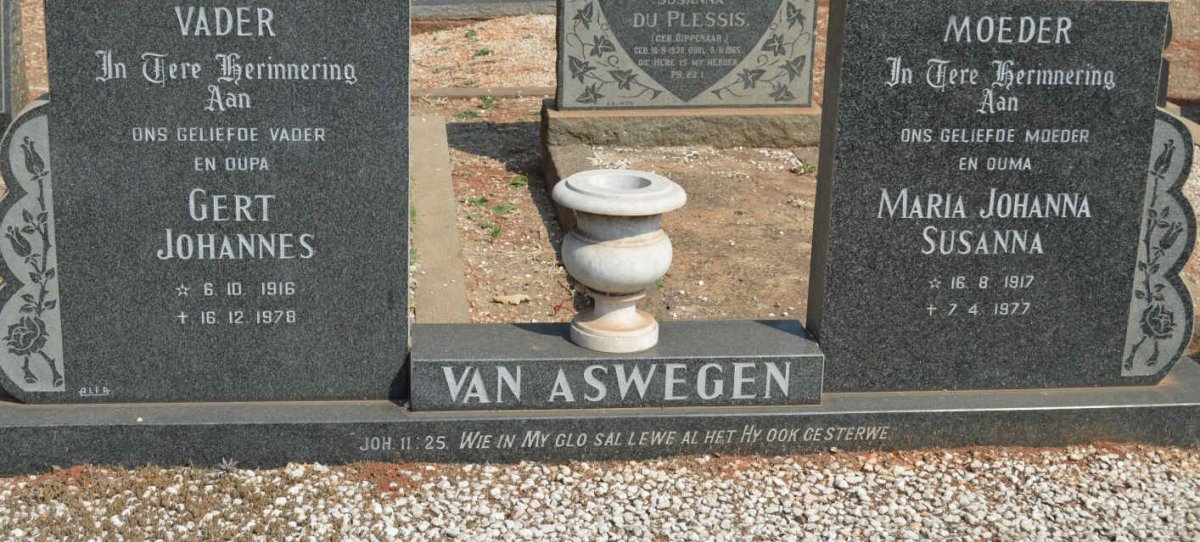 ASWEGEN Gert Johannes, van 1916-1978 &amp; Maria Johanna Susanna 1917-1977