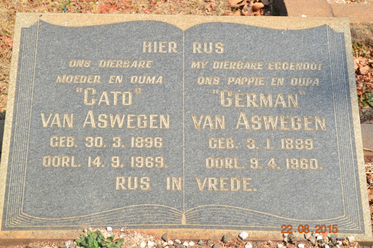 ASWEGEN German, van 1889-1960 &amp; Cato 1896-1969