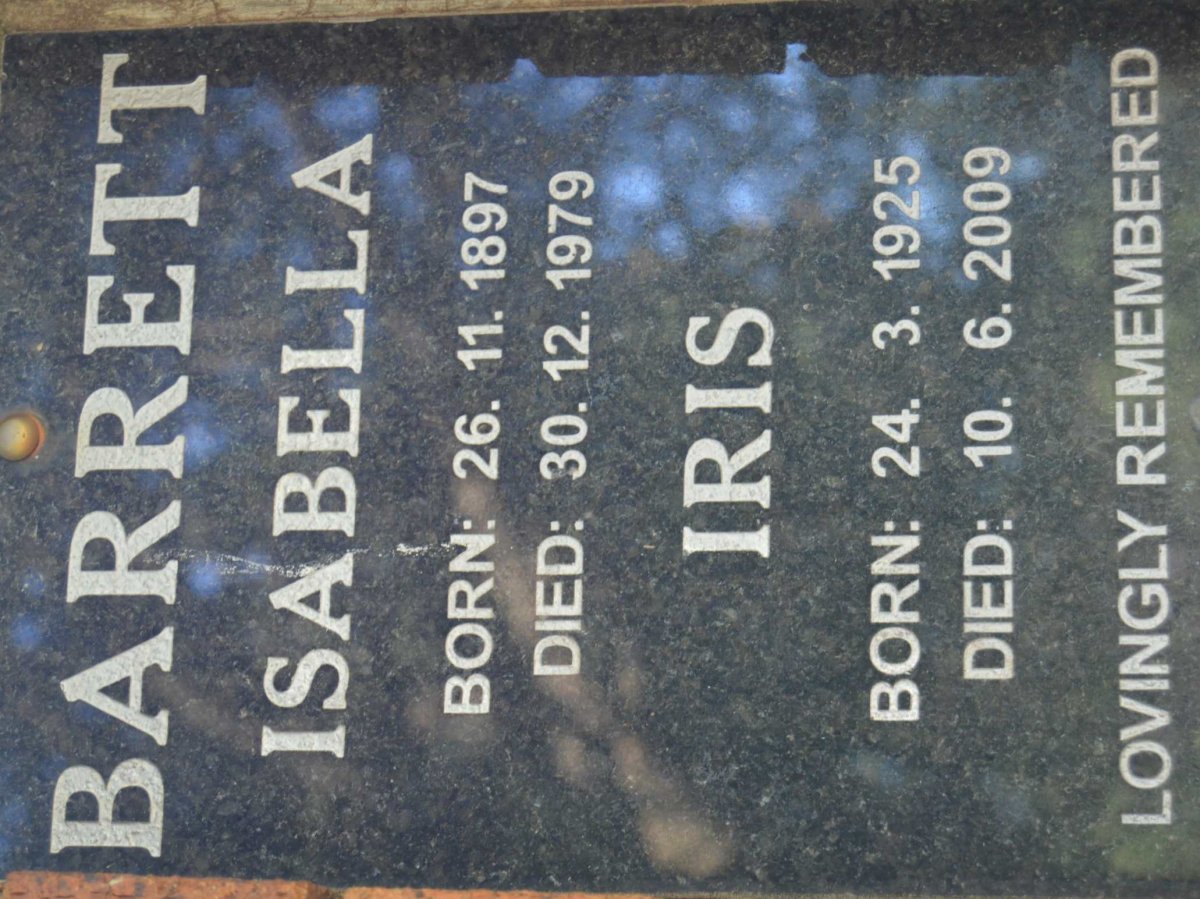 BARRETT Isabella 1897-1979 :: BARRETT Iris 1925-2009