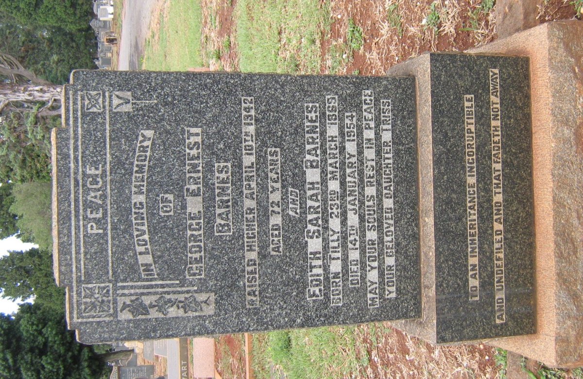 BARNES George Ernest -1942 &amp; Edith Sarah TILLY 1869-1854