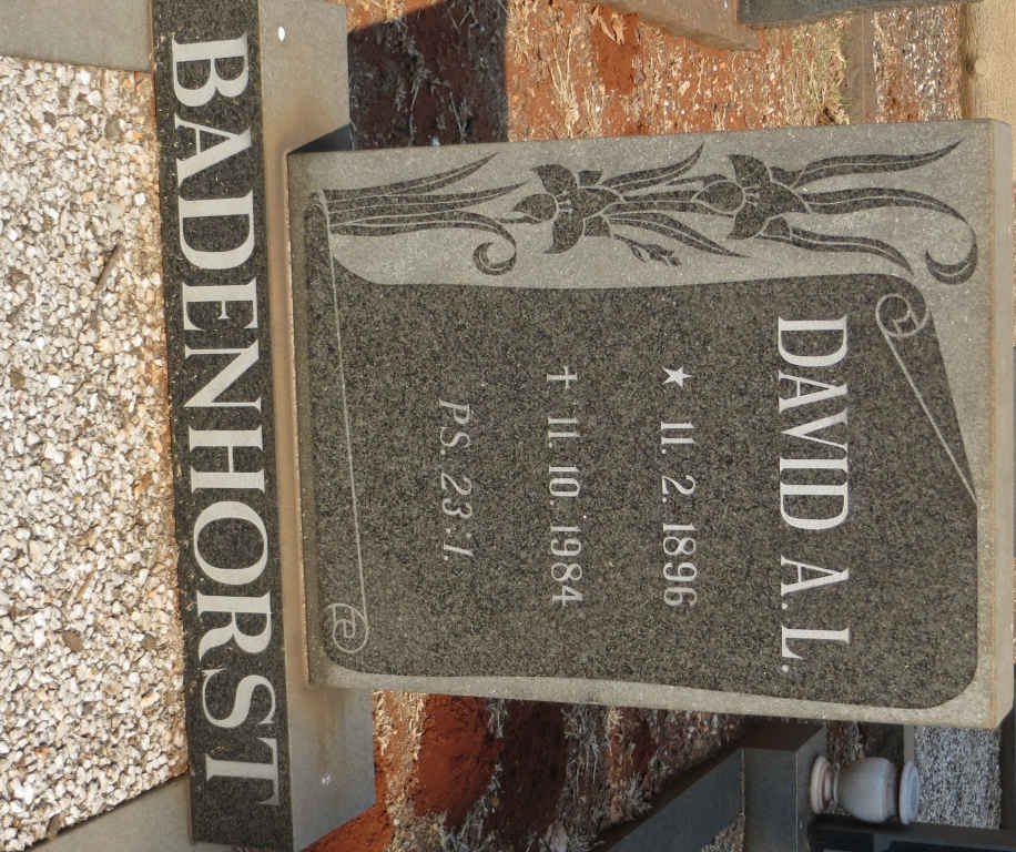 BADENHORST David A.L. 1896-1984