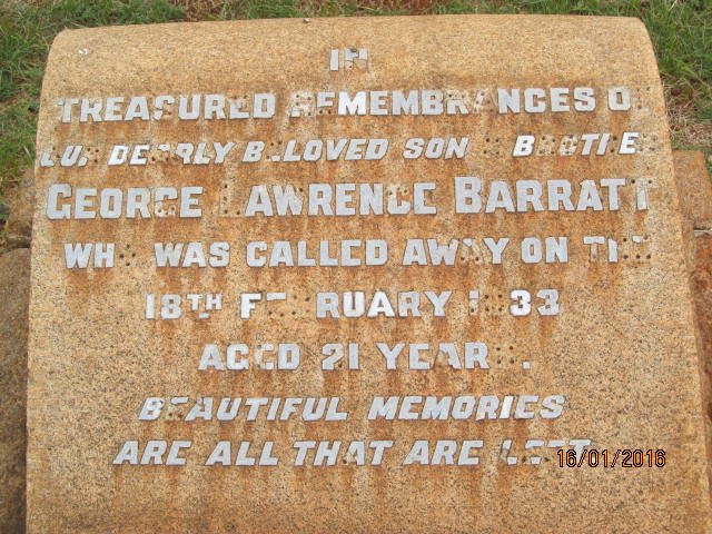 BARRATT George Lawrence -1933
