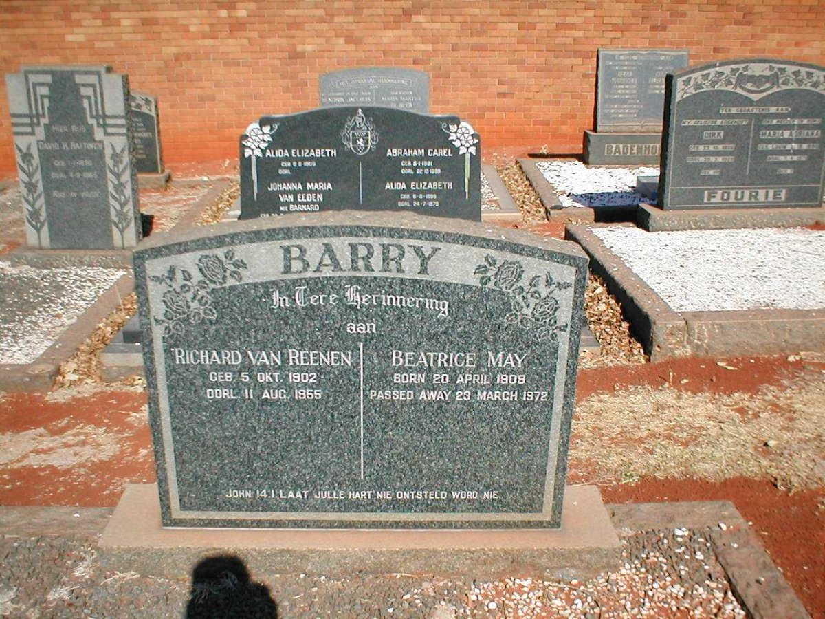 BARRY Richard Van Reenen 1902-1955 &amp; Beatrice May 1909-1972