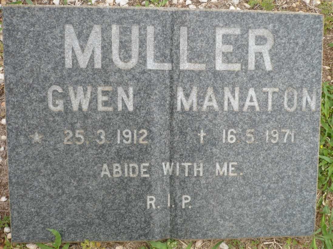 MULLER Gwen Manaton 1912-1971