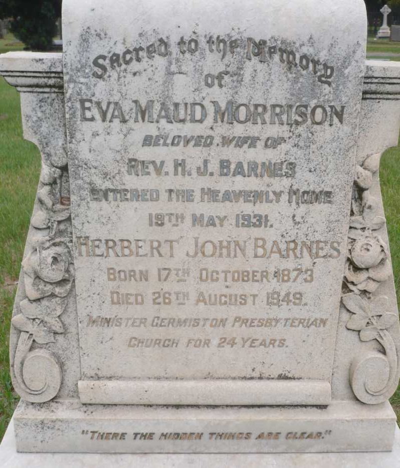 BARNES Herbert John 1873-1948 &amp; Eva Maud MORRISON -1931