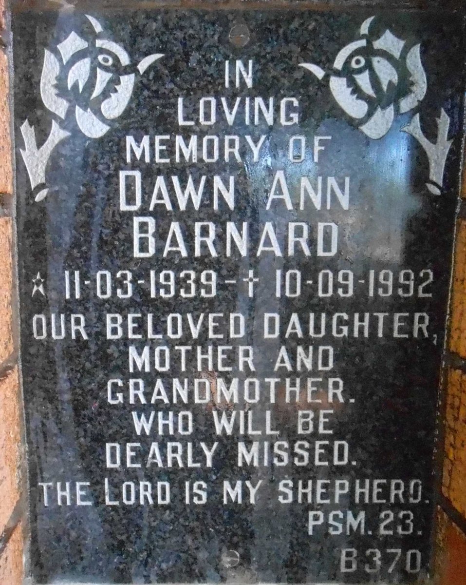 BARNARD Dawn Ann 1939-1992