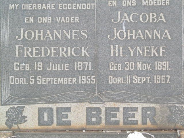 BEER Johannes Frederick, de 1871-1955 &amp; Jacoba Johanna HEYNEKE 1891-1967