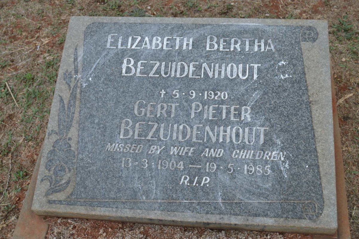 BEZUIDENHOUT Gert Pieter 1904-1985 :: BEZUIDENHOUT Elizabeth Bertha -1920