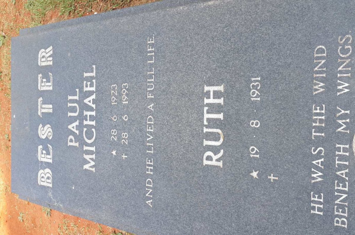 BESTER Paul Michael 1923-1993 &amp; Ruth 1931-