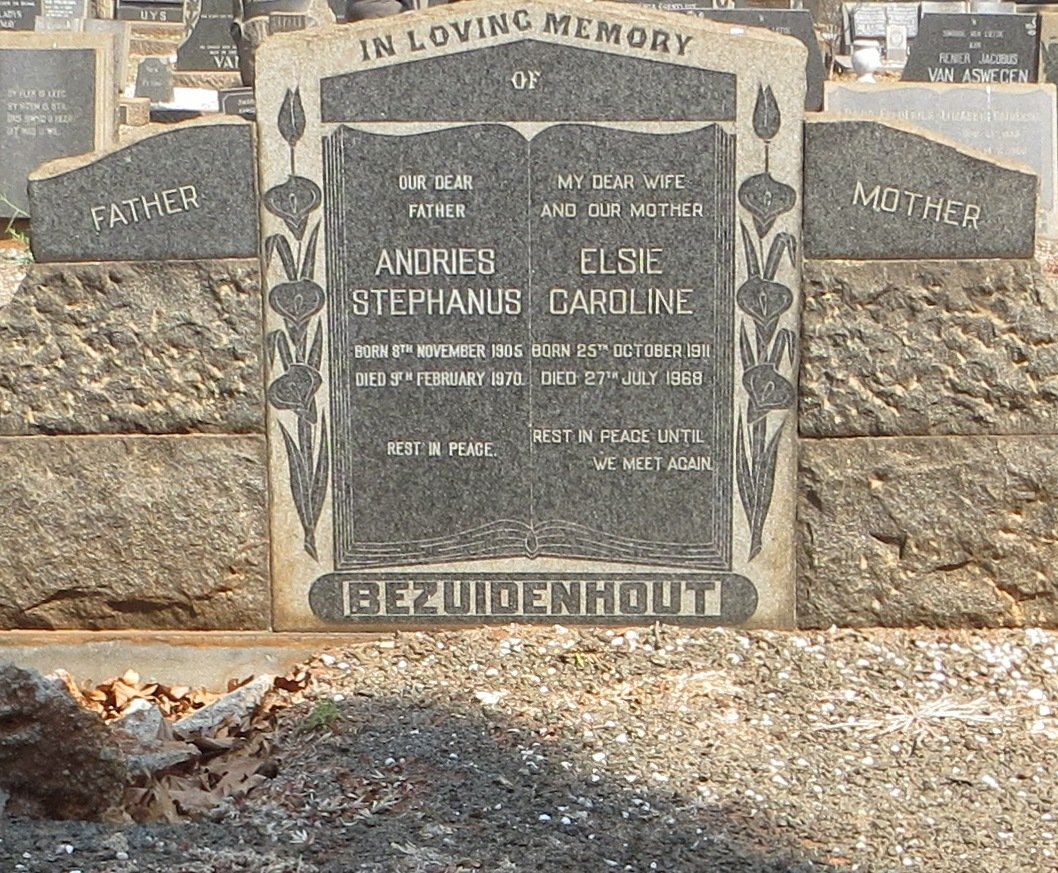 BEZUIDENHOUT Andries Stephanus 1905-1970 &amp; Elsie Caroline 1911-1968