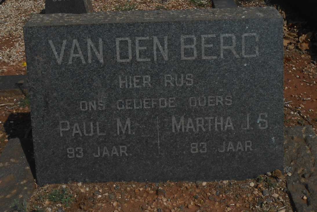 BERG Paul M., van den &amp; Martha J.S.