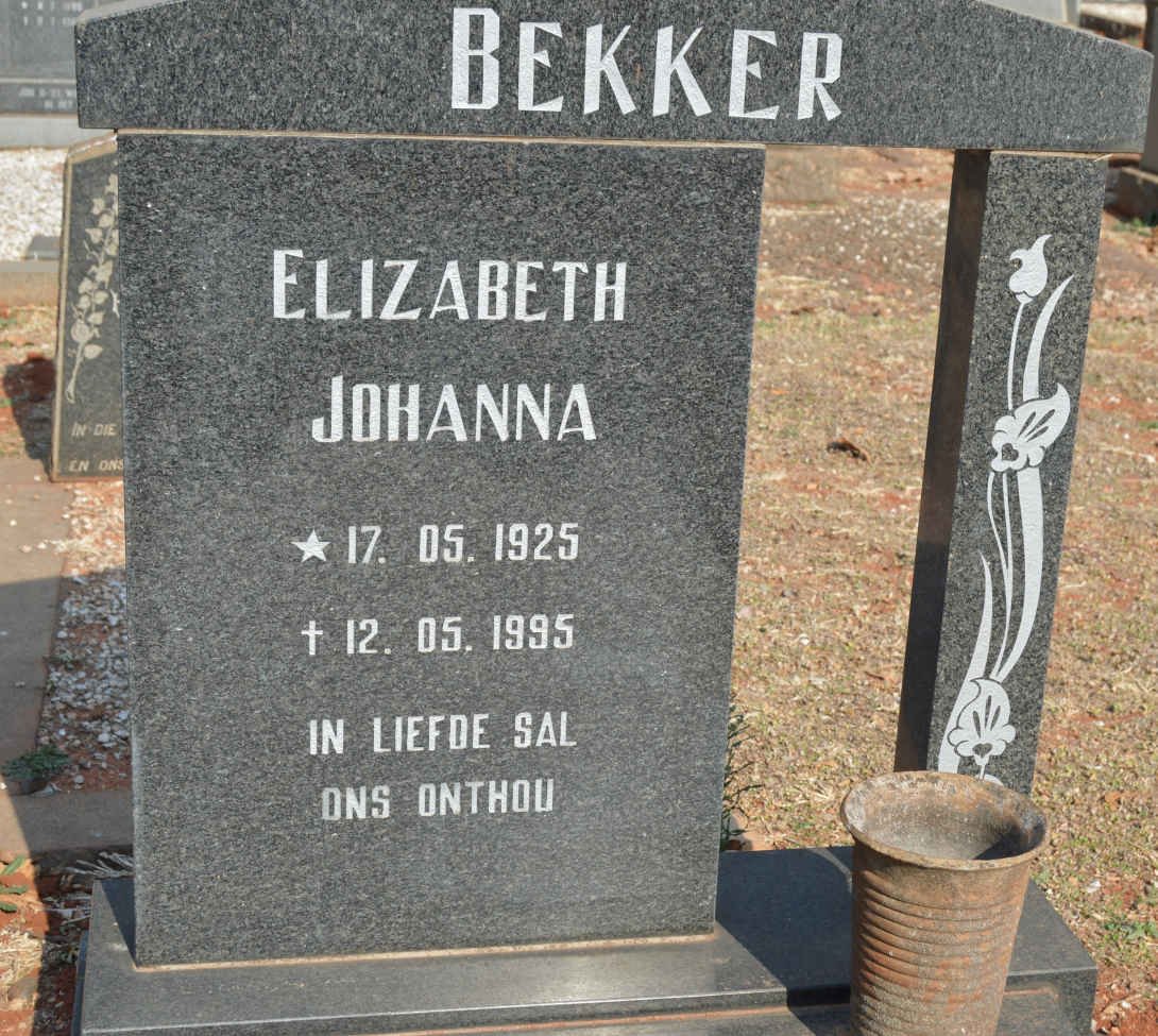 BEKKER Elizabeth Johanna 1925-1995
