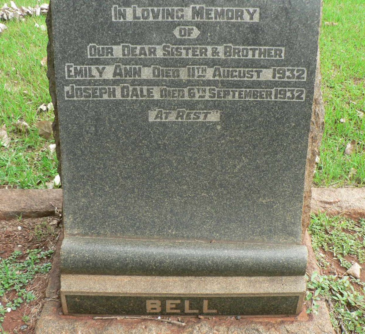 BELL Joseph Dale -1932 :: BELL Emily Ann -1932