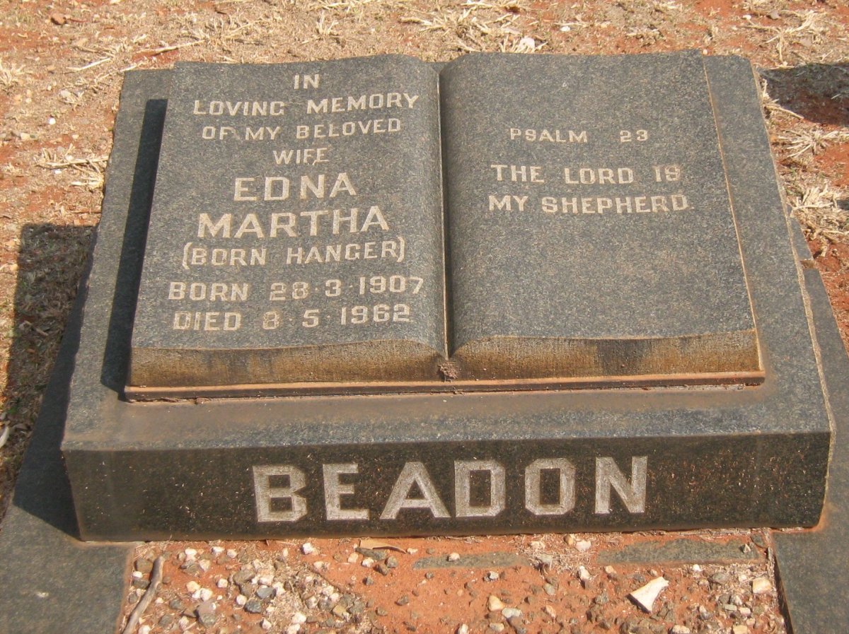BEADON Edna Martha nee HANGER 1907-1962