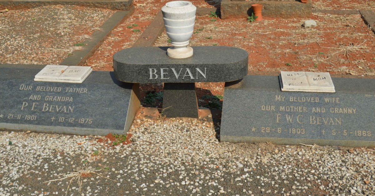 BEVAN P E. 1901-1975 &amp; F.W.C. 1903-1968