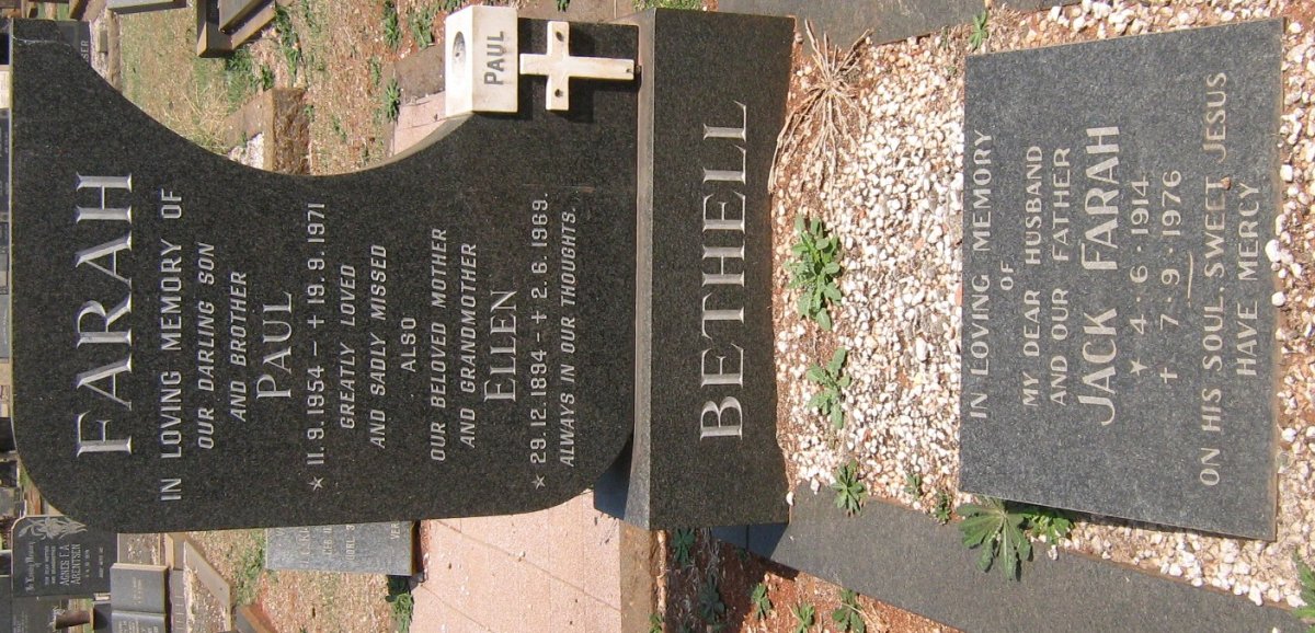 BETHELL Ellen 1894-1969 :: FARAH Paul 1954-1971 :: FARAH Jack 1914-1976