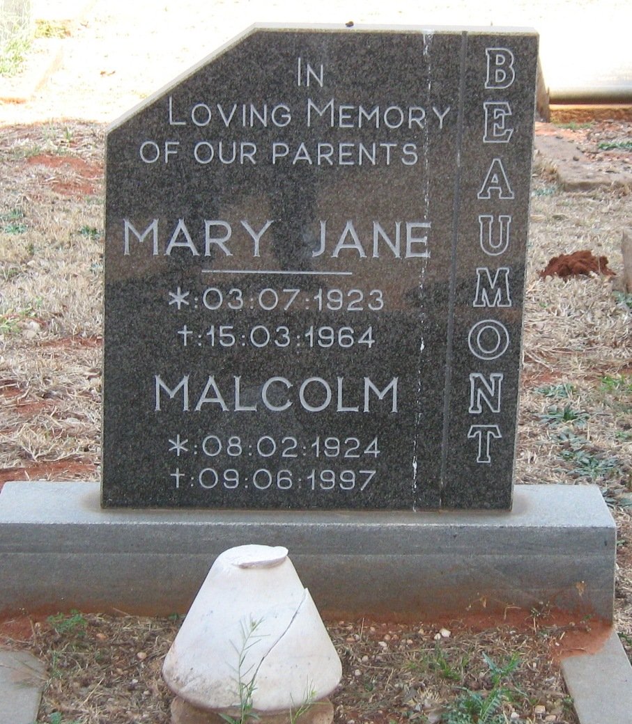 BEAUMONT Malcolm 1924-1997 &amp; Mary Jane 1923-1964